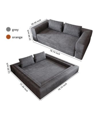 Grey Sofa Bed with Rectangle Pillow and Cushions