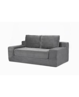 Streamdale Dark Grey Corduroy Loveseat Sofa Bed with Reversible Cushions