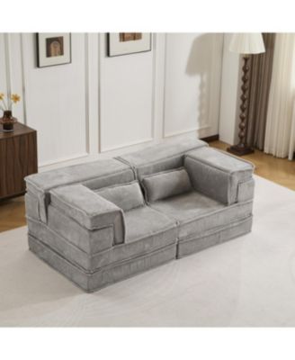 Streamdale Compression Sofa, Convertible Floor Sofa Bed, Modular Sectional Sofa, Light Grey