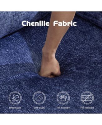 Compression Sofa, Convertible Floor Sofa Bed, Modular Sectional, No Assembly, Chenille, Dark Blue