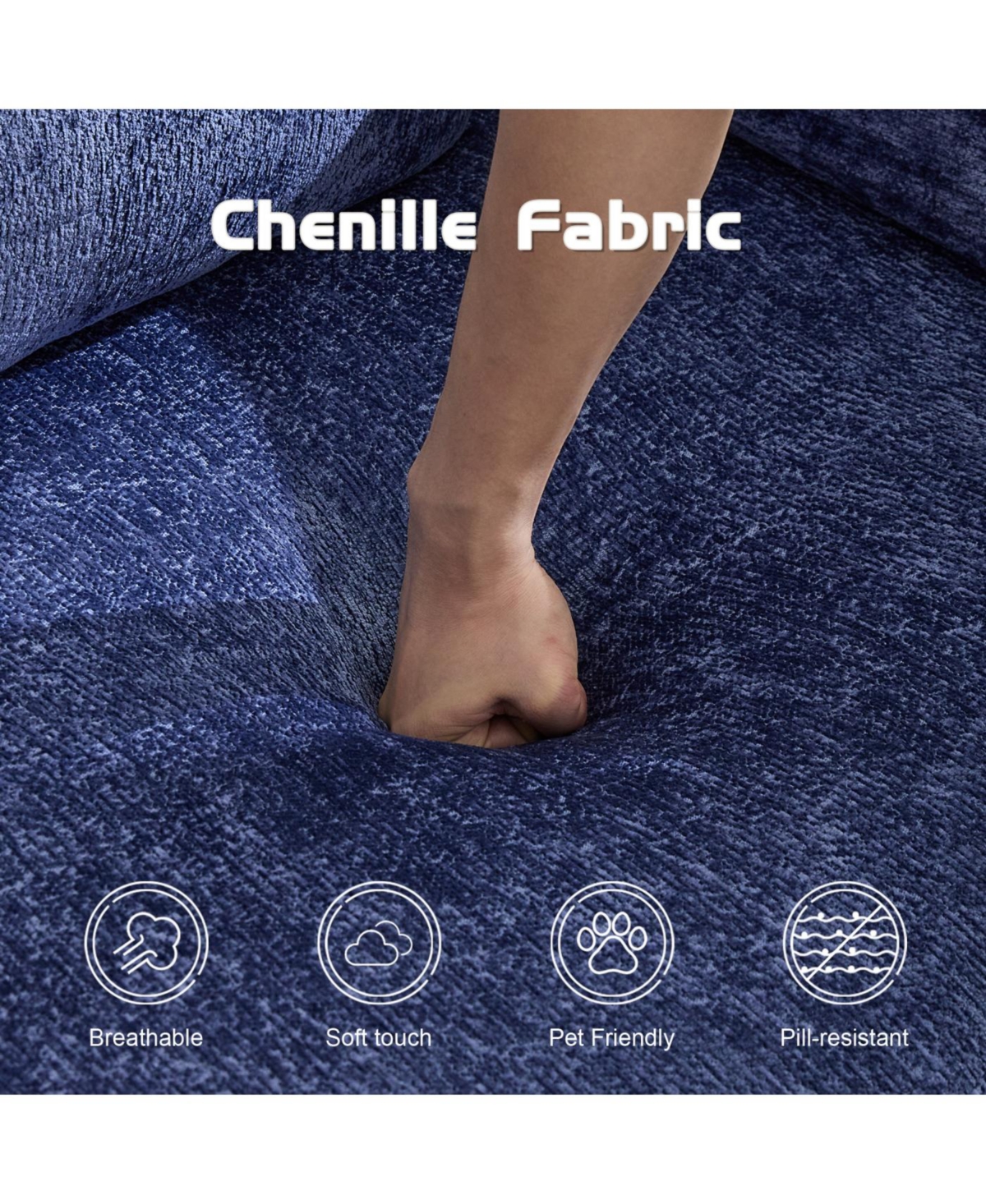 Streamdale Furniture Compression Sofa, Convertible Floor Sofa Bed, Modular Sectional, No Assembly, Chenille, Dark Blue