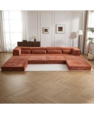 Streamdale Compression Sofa, Convertible Floor Sofa Bed, Modular Sectional, Orange