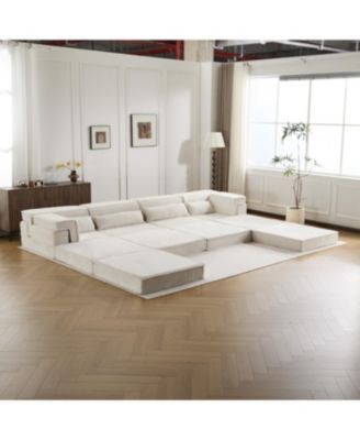 Compression Sofa, Convertible Floor Sofa Bed, White