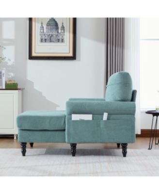 Streamdale Modern Minimalist Chenille Chaise Lounge Recliner Single Sofa with Wooden Legs & Storage Pockets