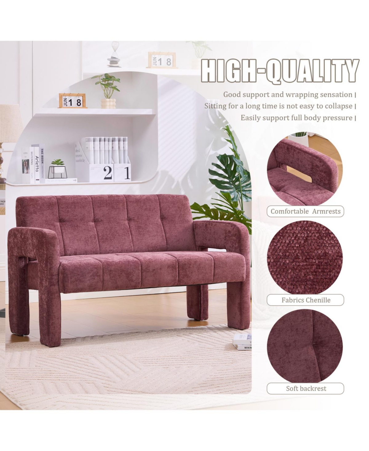 Streamdale Furniture Streamdale Nordic Modern Double Armchair Sofa for Living Room & Bedroom