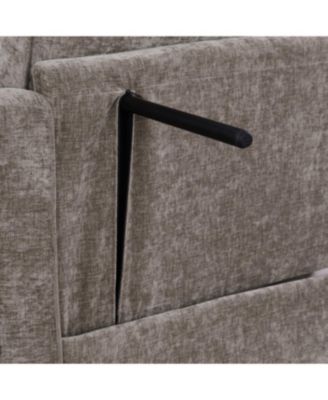 Two-seater sofa with storage chaise, irregular armrests, incl. pillows - Brown