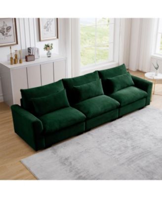 3 Seater Deep Seat Couch for Living Room, Green Corduroy