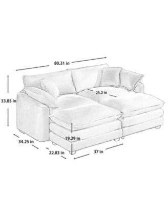 Streamdale Corduroy Two-Seater Sofa with 2 Footrests and Ottoman