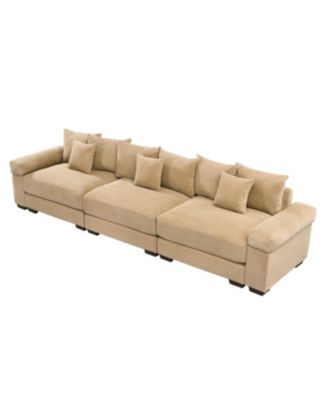 Streamdale Oversized Cloud Modular Sectional Couch, Premium Corduroy 3-Seater Sofa, Camel