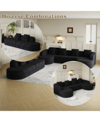 Streamdale L-shaped curved modular sofa, modern design, lychee-textured polyester fabric, curved backrest