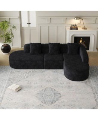 Streamdale L-shaped curved modular sofa, modern design, lychee-textured polyester fabric, curved backrest