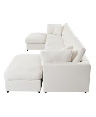 Large U-Shaped Sectional Sofa with 2 Ottomans, Chenille Fabric, Modular Design