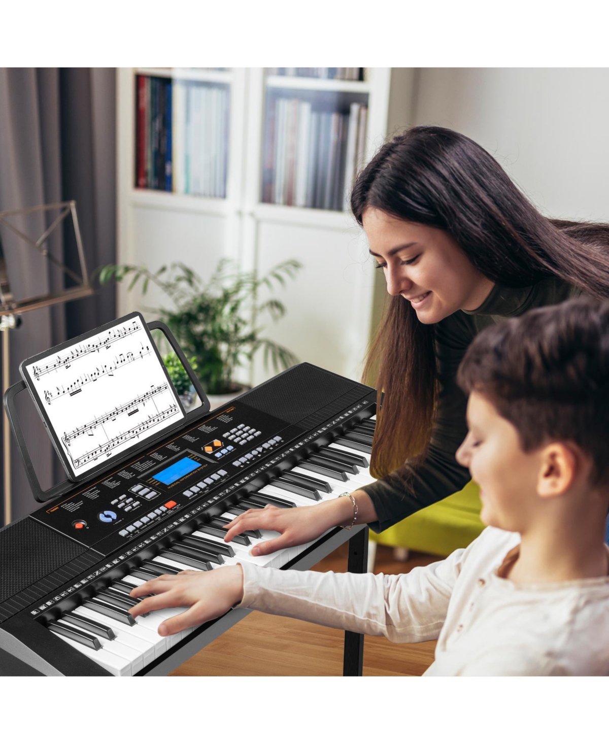 Hongge 61-Key Digital Piano Keyboard Set with Stand, Bench, and Headphones for Beginners