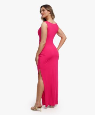 Women's Shapewear Solid Cowl Neck Ruched Sculpting Maxi Dress
