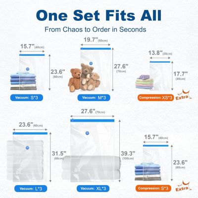 Space Saver Vacuum Bags for Travel and Home with Electric Pump 18 Pack