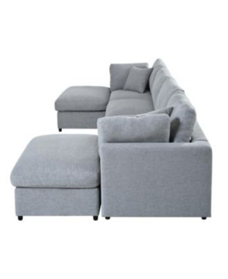 Large U-Shaped Sectional Sofa with 2 Ottomans, Chenille Fabric, Modular Design
