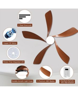 52-inch Modern Smart Standard Black 5-Blade Ceiling Fan with Remote Control and LED Light