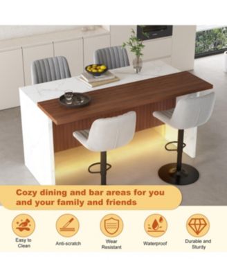 Streamdale Black Marble Kitchen Island with LED Lighting & Grille Details