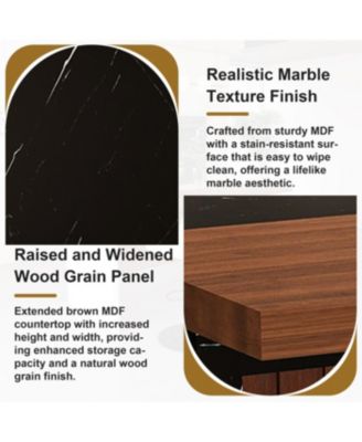 Streamdale White Marble Look Kitchen Island with LED Lighting