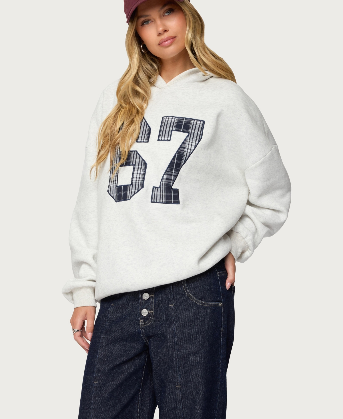 Edikted Women's Gali Plaid 67 Oversized Hoodie