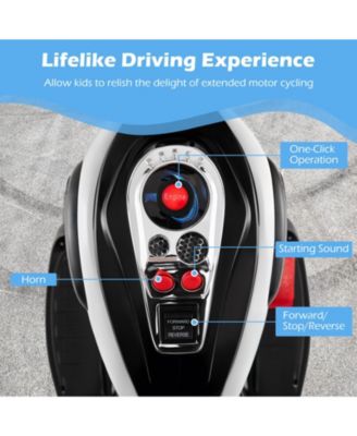 6V Toddler 3-Wheel Motorbike Ride-On Toy with Headlight and Horn - Black&White