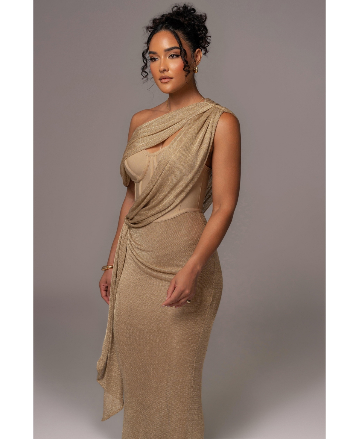 Jluxlabel Women's Metallic Celestina Draped Maxi Dress