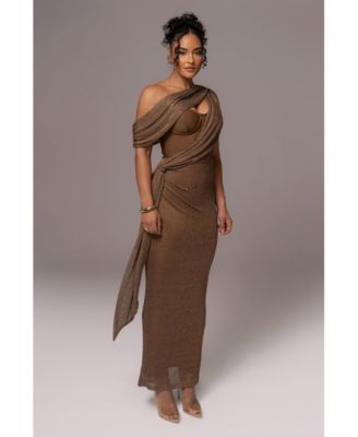 Women's Metallic Celestina Draped Maxi Dress