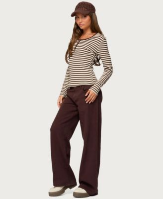 Women's Roma Striped Henley Top