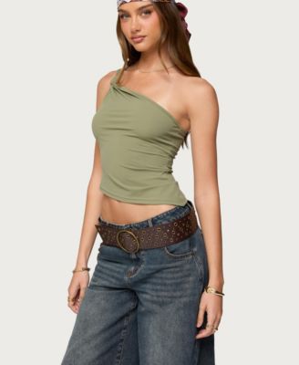 Women's Knotted One Shoulder Asymmetric Top
