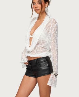 Women's Lera Lacey Sheer Mesh Top