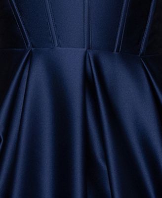 Long Glamour Satin Notch Boned Ballgown