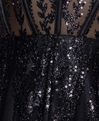 Juniors' Glitter Illusion Bodice Ballgown