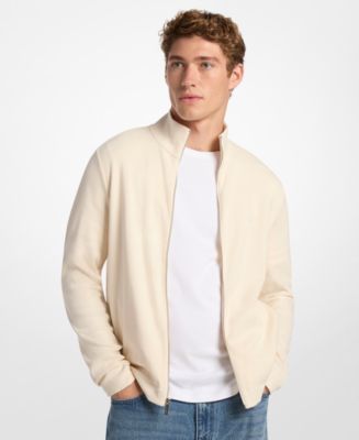 Michael Kors Men's Ribbed Mock Neck Zip-Up Sweater - Macy's