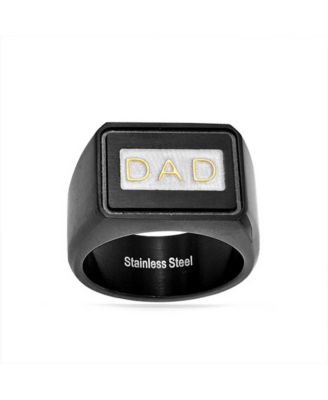 Large Square Word DAD Signet Band Ring Stainless Steel