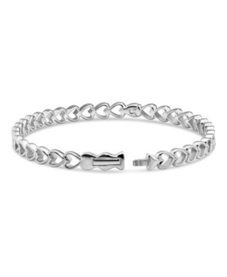 Open Heart Bangle Bracelet in Rhodium Plated Sterling .