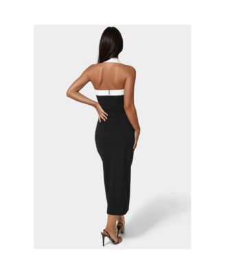Women's ColorBlock Halter Neck Midi Dress