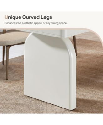 Modern Dining Table for 4-6 People, Rectangular White Glossy Kitchen Dining Room Table