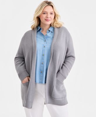 Plus Size Button-Front Chambray Shirt