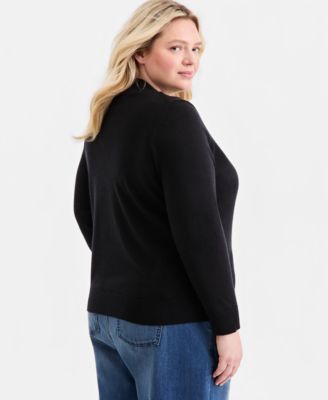 Plus Size Button-Front Long-sleeve Cardigan