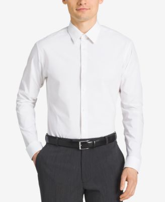 steel slim fit solid herringbone dress shirt Herringbone White Non-Iron Dress Shirt XL main image 1
