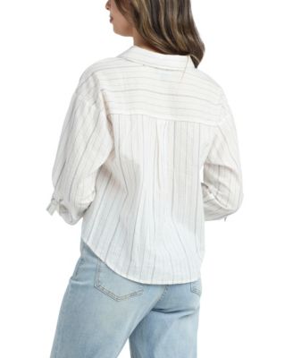 Women's Variegated Stripe Button-Up Top