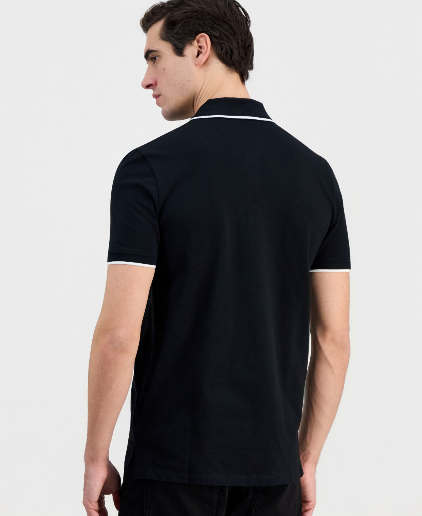 Мужское поло Hugo Boss Hugo by Dinoso Contrast-Tip Polo Shirt, цвет: Чёрный — фото 3