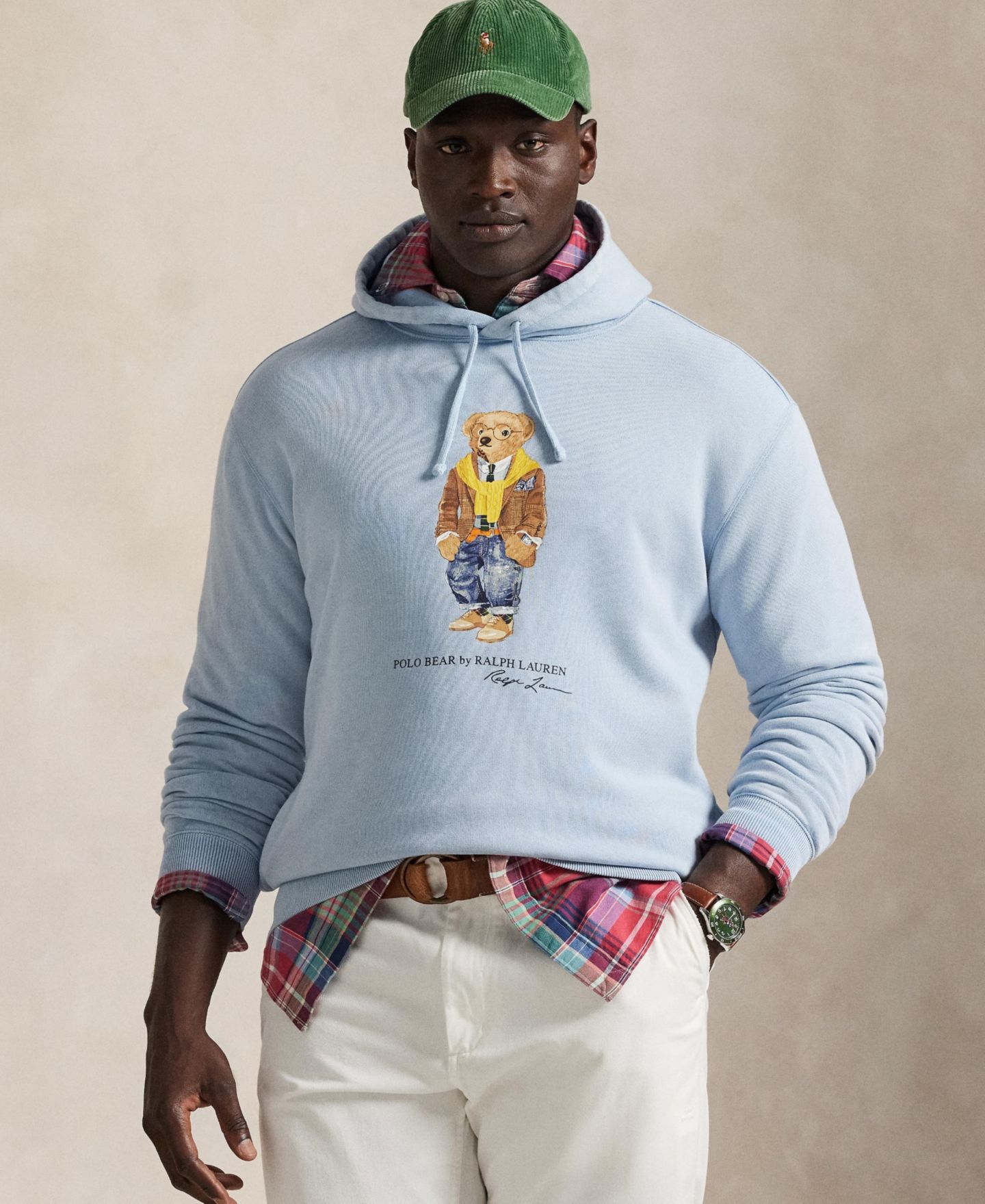 Мужское худи Polo Ralph Lauren Big & Tall Bear Graphic Long-Sleeve, цвет: Синий — фото 1