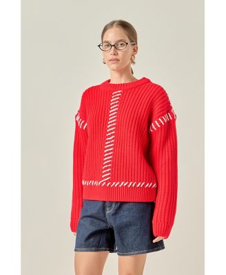 Women's Stitch Detailed Chunky Crew Neck Knit