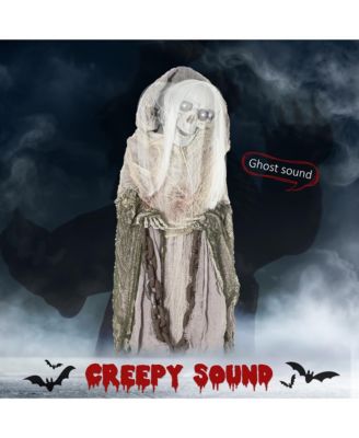 72" Animated Prop Skeleton Witch, Indoor Halloween Decorations