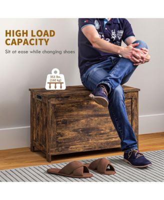 29.9" Storage Chest w/ 2 Safety Hinges, Wooden Box,