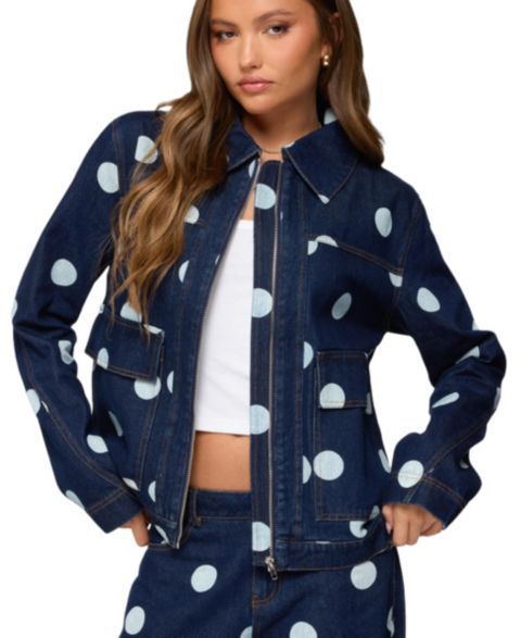 Женские куртки Edikted Leyah Polka Dot Oversized Denim Jacket