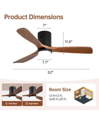 52-inch Modern Black 3-Blade Light Ceiling Fan with Remote Control and Supporting Mobile Device Connection
