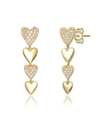 Gold-Plated Heart Jewelry Set with Sparkling CZ – Elegant Bracelet & Drop Earrings