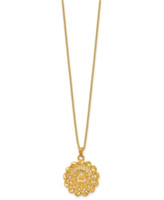 Flower Cable Chain Pendant Necklace in 24k Yellow Gold